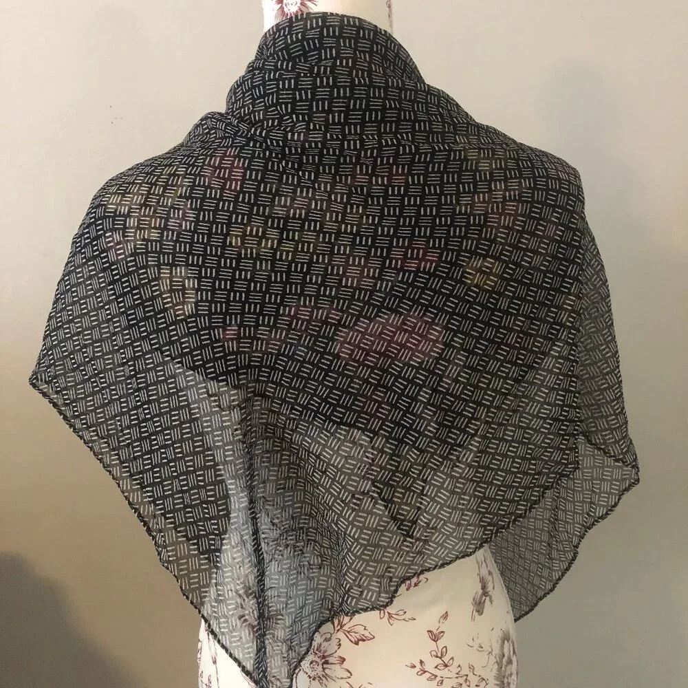 🖤 Sheer Floral Patchwork Scarf | Romantic & Lightweight